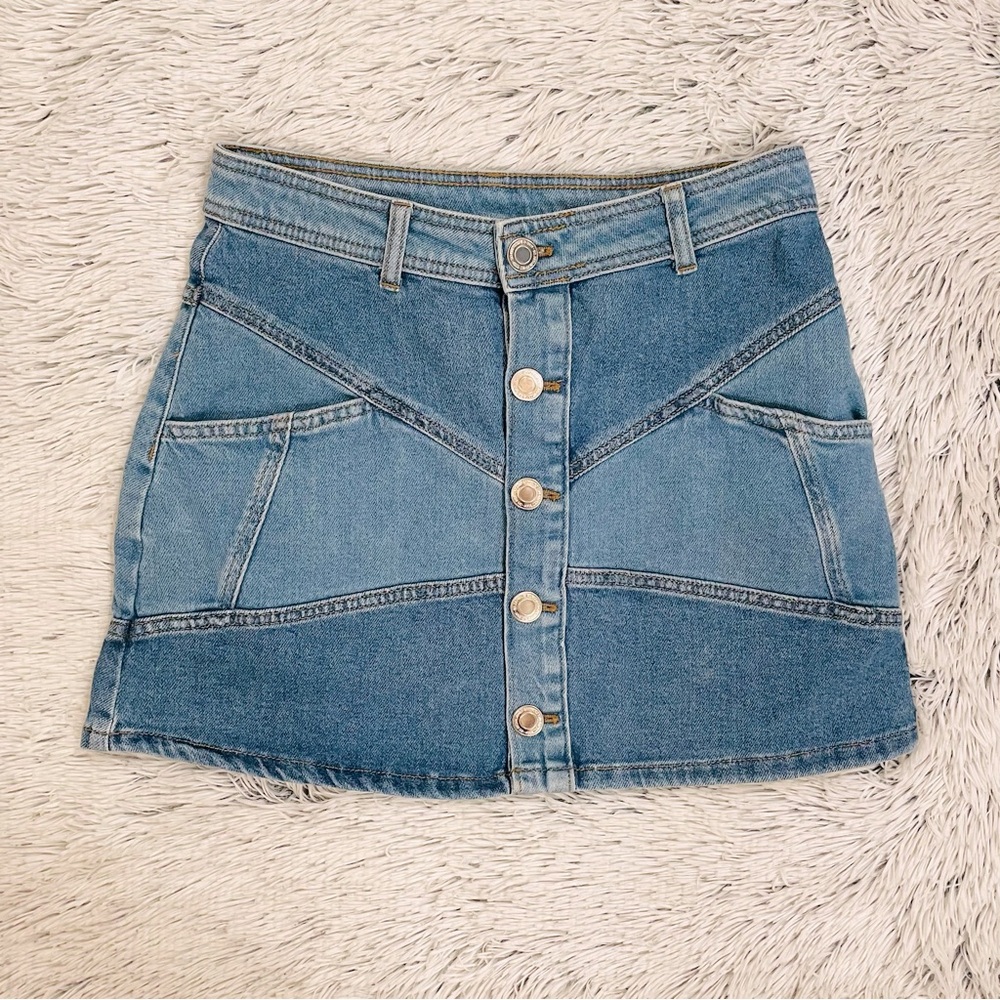 SO Patchwork Denim Y2K Style Mini Skirt